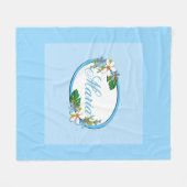 Blauwe florale lijst ronde kinder lente schattige  fleece deken (Voorkant (Horizontaal))