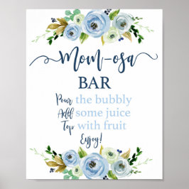 Blauwe florale mamma-osa-teken poster