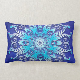 Blauwe florale mandala op de grunge achtergrond. kussen