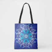 Blauwe florale mandala op de grunge achtergrond. tote bag (Voorkant)