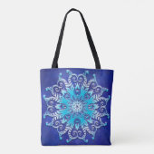 Blauwe florale mandala op de grunge achtergrond. tote bag (Achterkant)