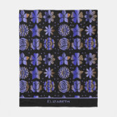 Blauwe florale naadloze patroon, gepersonaliseerde fleece deken (Voorkant)