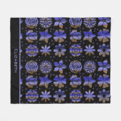 Blauwe florale naadloze patroon, gepersonaliseerde fleece deken (Voorkant (Horizontaal))