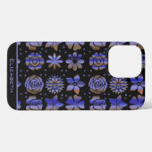 Blauwe florale naadloze patroon, gepersonaliseerde iPhone hoesje (Achterkant horizontaal)
