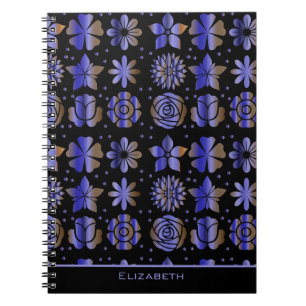 Blauwe florale naadloze patroon, gepersonaliseerde notitieboek