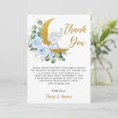 Blauwe Florale olifant over het Baby shower van de Bedankkaart (Staand voorkant)