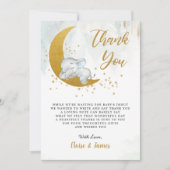 Blauwe Florale olifant over het Baby shower van de Bedankkaart (Voorkant)