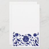 Blauwe florale ondergrens briefpapier (Voorkant / Achterkant)