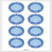 Blauwe florale scalloped sticker (Vel)