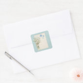 blauwe florale Shabby Scrapbook Embellishing Vierkante Sticker (Envelop)