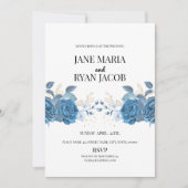 Blauwe florale Sjabloon Kaart (Voorkant)