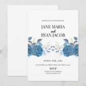 Blauwe florale Sjabloon Kaart (Voorkant / Achterkant)