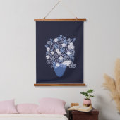 Blauwe florale vaas hangend wandkleed (Slaapkamer)
