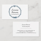 Blauwe florale waterverf met visitekaartje (Voorkant / Achterkant)