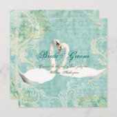 Blauwe  florale zwaluw kaart (Voorkant / Achterkant)