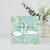 Blauwe  florale zwaluw kaart (Staand voorkant)