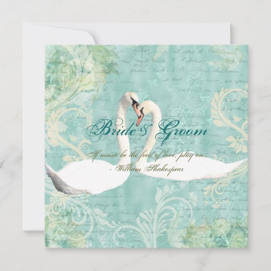 Blauwe  florale zwaluw kaart (Voorkant)