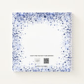 Blauwe floralen witte elegantnaam notitieboek (Achterkant)