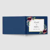 Blauwe floralenbruine bruiloft van Bourgogne Gastenboek (Volledig)