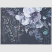  Blauwe Florals en Franse Ephemera-ontkoppeling Tissuepapier (Voorkant)