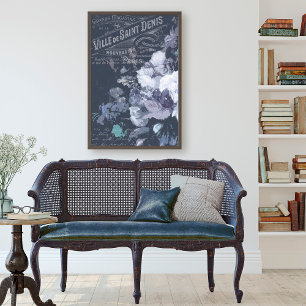  Blauwe Florals en Franse Ephemera-ontkoppeling Tissuepapier