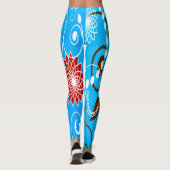 Blauwe Florals Leggings (Achterkant)