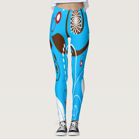 Blauwe Florals Leggings (Voorkant)