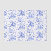 Blauwe Florals op wittedocument van de loskoppelin Tissuepapier (Voorkant)