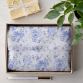 Blauwe Florals op wittedocument van de loskoppelin Tissuepapier (Geschenk)