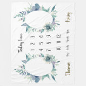 Blauwe floranje bladeren met Twins Mijlsteen  Fleece Deken (Voorkant)