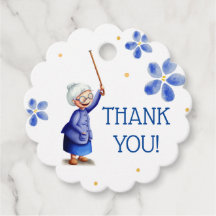 Blauwe floremdame met waterverf rietsuiker bedankt