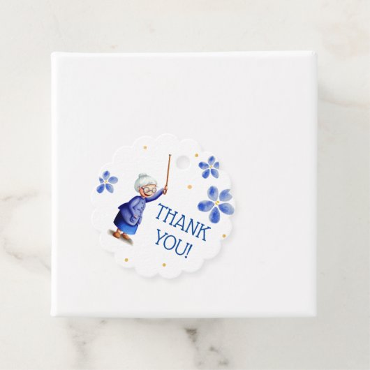 Blauwe floremdame met waterverf rietsuiker bedankt bedankjes labels (In situ)