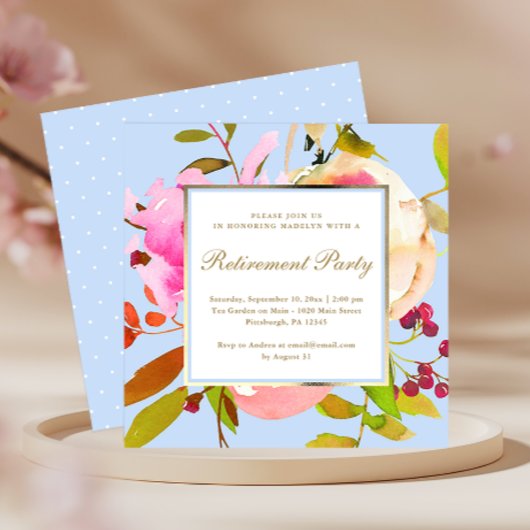 Blauwe Florence Waterverf met Stippen Pensioenpart Kaart