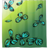Blauwe Florets op Groene Shower Curtain Douchegordijn (Voorkant)