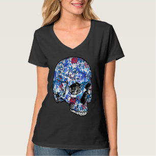 Blauwe fluitschedel Suikerschedel met een fluitje T-shirt