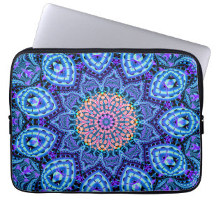 blauwe fluittrillingen Kaleidoscoop Art Laptop Sleeve