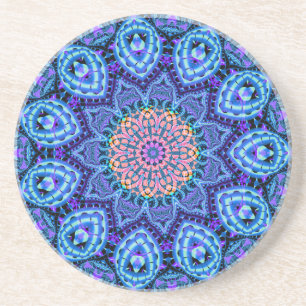 blauwe fluittrillingen Kaleidoscoop Art Zandsteen Onderzetter