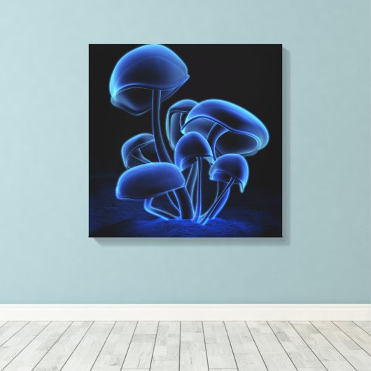 Blauwe fluorescentieplein canvas afdruk (Insitu (Houten vloer))