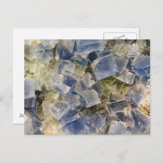 Blauwe fluorietkristallen in matrix briefkaart (Voorkant / Achterkant)