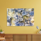 Blauwe fluorietkristallen in matrix canvas afdruk (Insitu (Woonkamer))