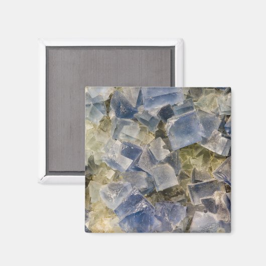 Blauwe fluorietkristallen in matrix magneet (Voorkant / Achterkant)