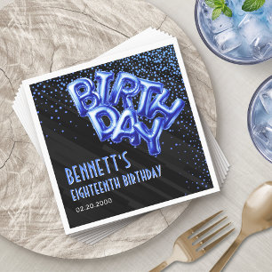 Blauwe Folie ballonnen Verjaardag Servet
