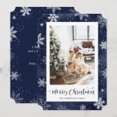 Blauwe Folie Foto Vrolijk Kerstfeest Feestdagenkaart (Voorkant / Achterkant)