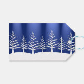 Blauwe Folie Kijk met witte kerstbomen Cadeaulabel (Voorkant (Horizontaal))