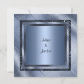 BLAUWE FOLIE METALLIEKE FOLIE LAYERED ELEGANT WEDI KAART (Voorkant)