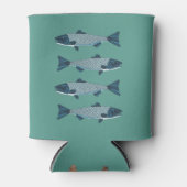 Blauwe Folk Art Forel/Zalm Blikjeskoeler (Voorkant)