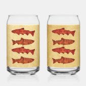 Blauwe Folk Art Forel/Zalm Blikvorm Glas (Voorkant)