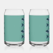 Blauwe Folk Art Forel/Zalm Blikvorm Glas (Rechts)
