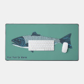 Blauwe Folk Art Forel/Zalm Bureaumat (Keyboard & Muis)