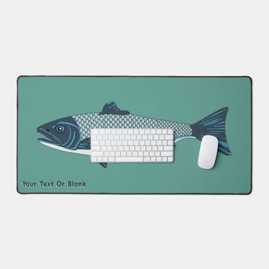 Blauwe Folk Art Forel/Zalm Bureaumat (Keyboard & Muis)